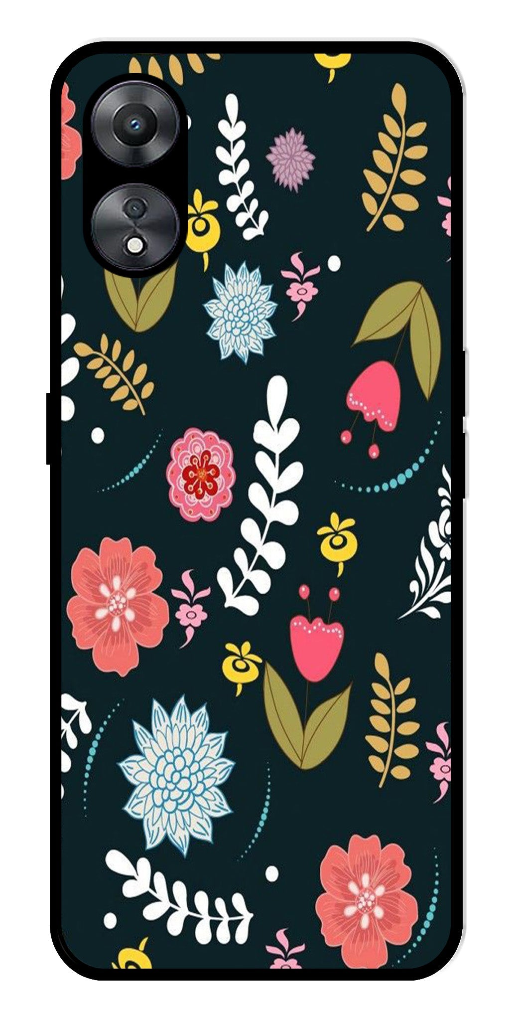 Floral Pattern2 Metal Mobile Case for Oppo A58 5G   (Design No -12)