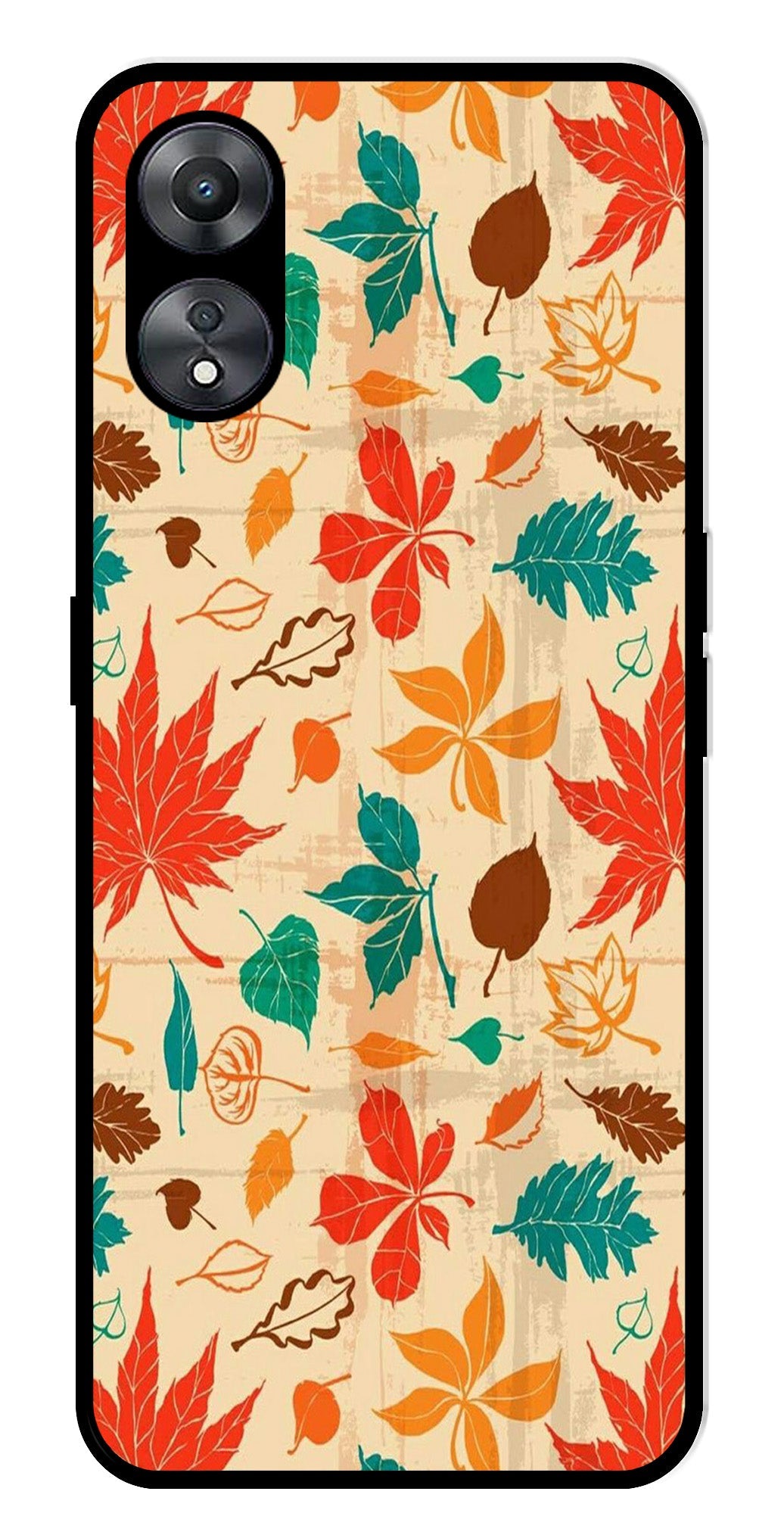 Leafs Design Metal Mobile Case for Oppo A58 5G   (Design No -14)