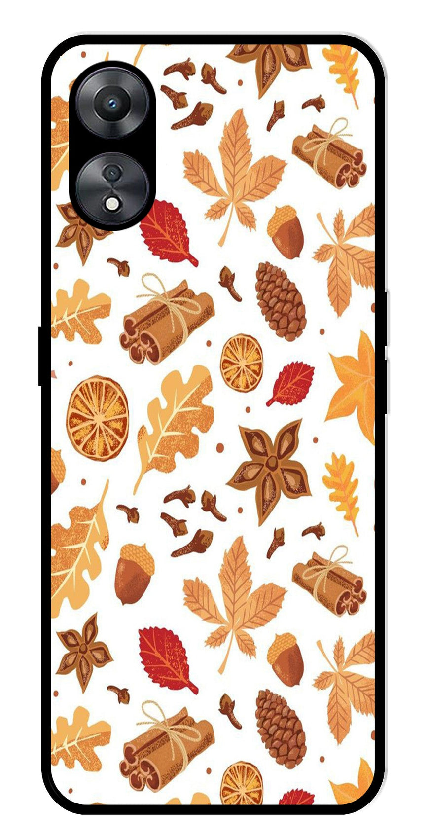 Autumn Leaf Metal Mobile Case for Oppo A58 5G   (Design No -19)