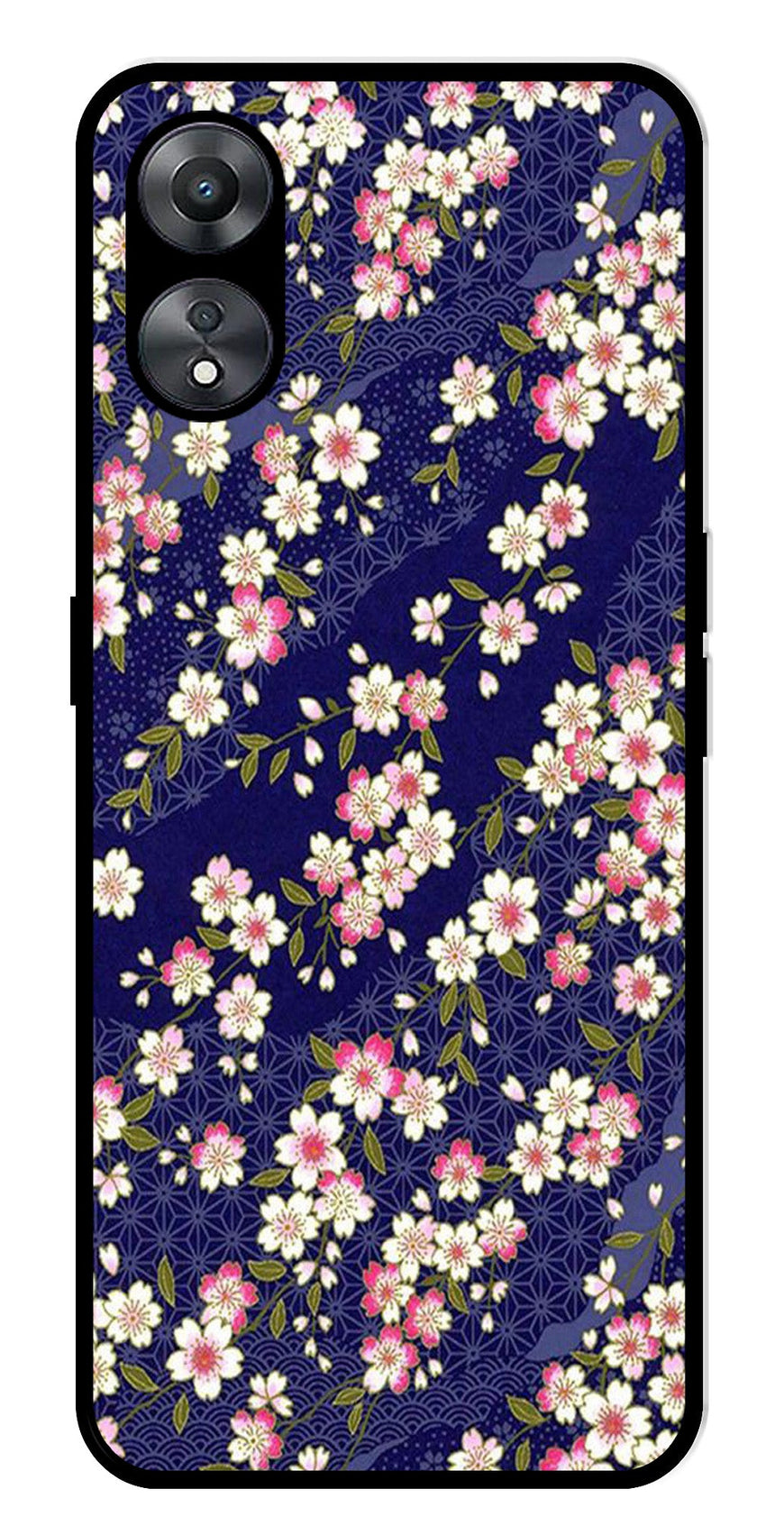 Flower Design Metal Mobile Case for Oppo A58 5G   (Design No -25)