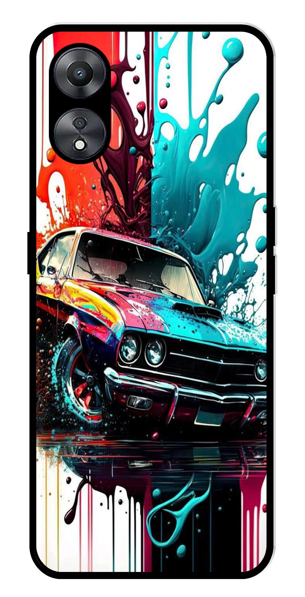 Vintage Car Metal Mobile Case for Oppo A58 5G   (Design No -29)