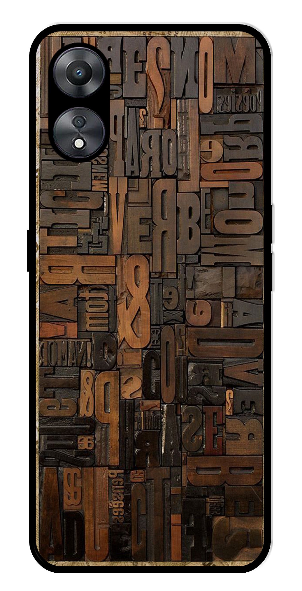 Alphabets Metal Mobile Case for Oppo A58 5G   (Design No -32)