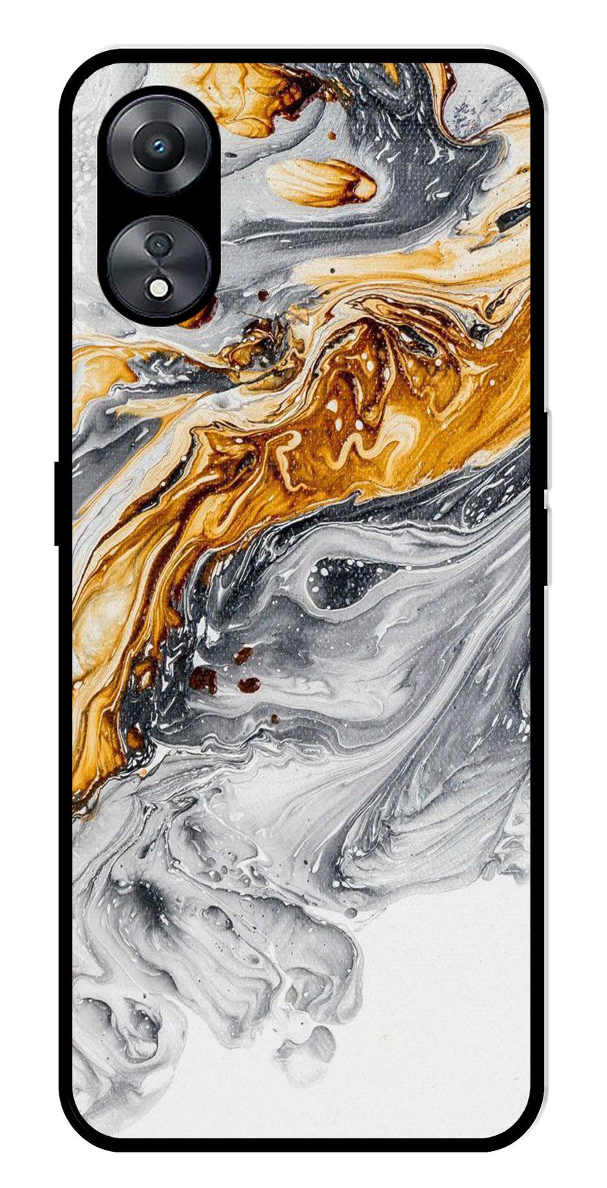 Marble Pattern Metal Mobile Case for Oppo A58 5G   (Design No -36)