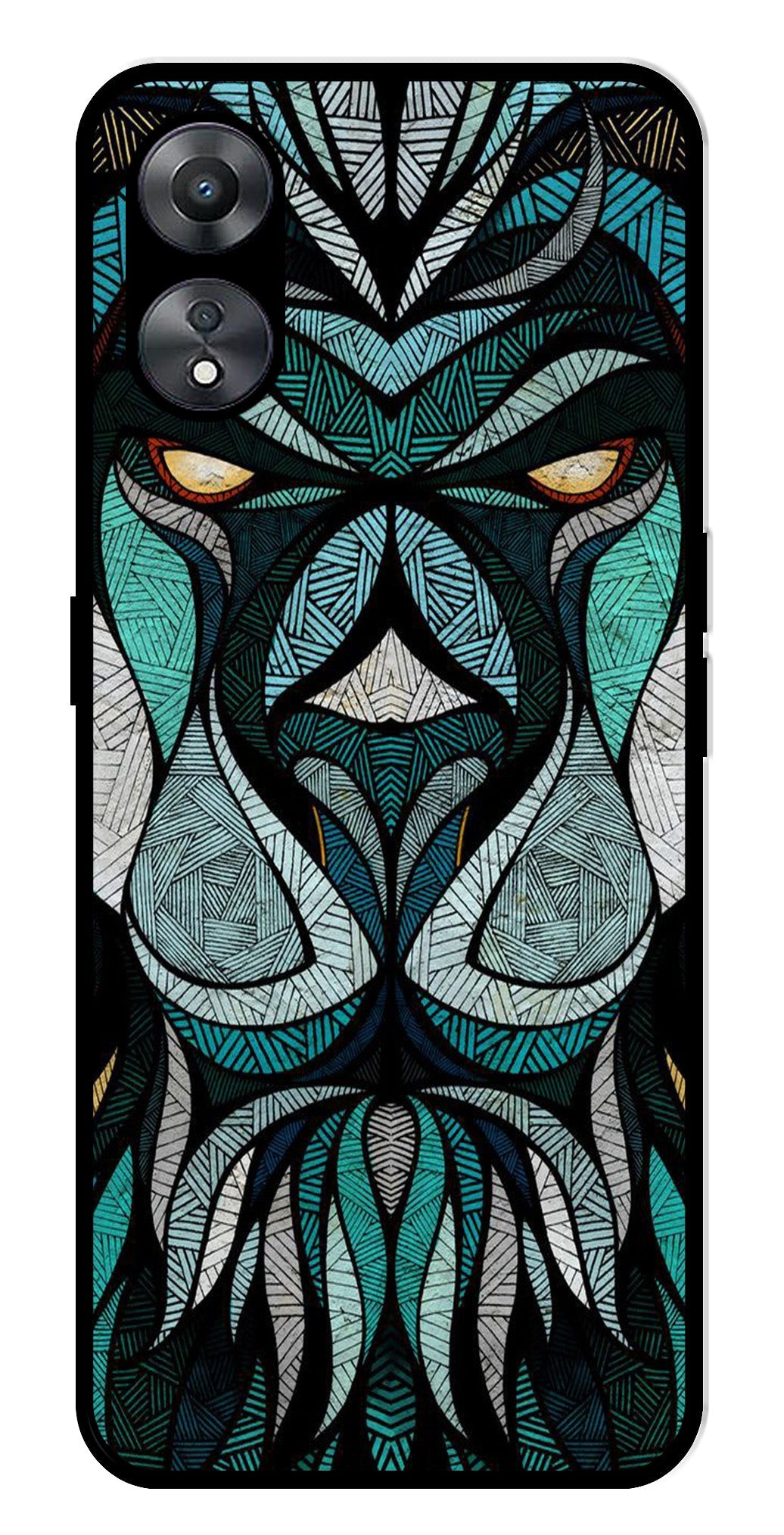 Lion Pattern Metal Mobile Case for Oppo A58 5G   (Design No -40)