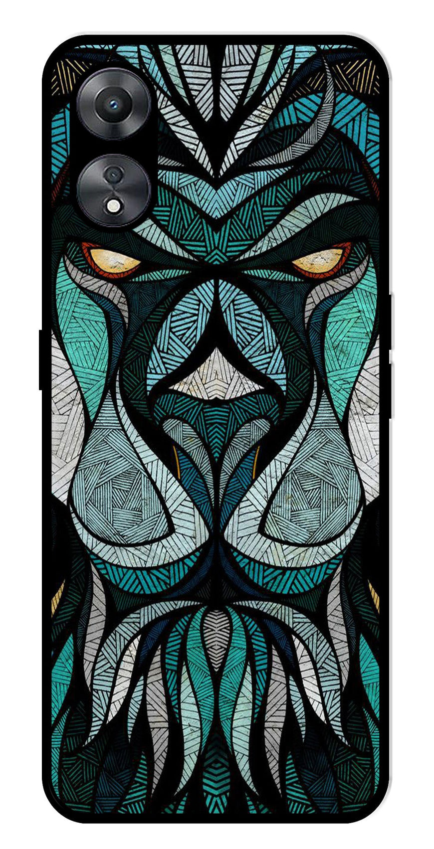 Lion Pattern Metal Mobile Case for Oppo A58 5G   (Design No -40)