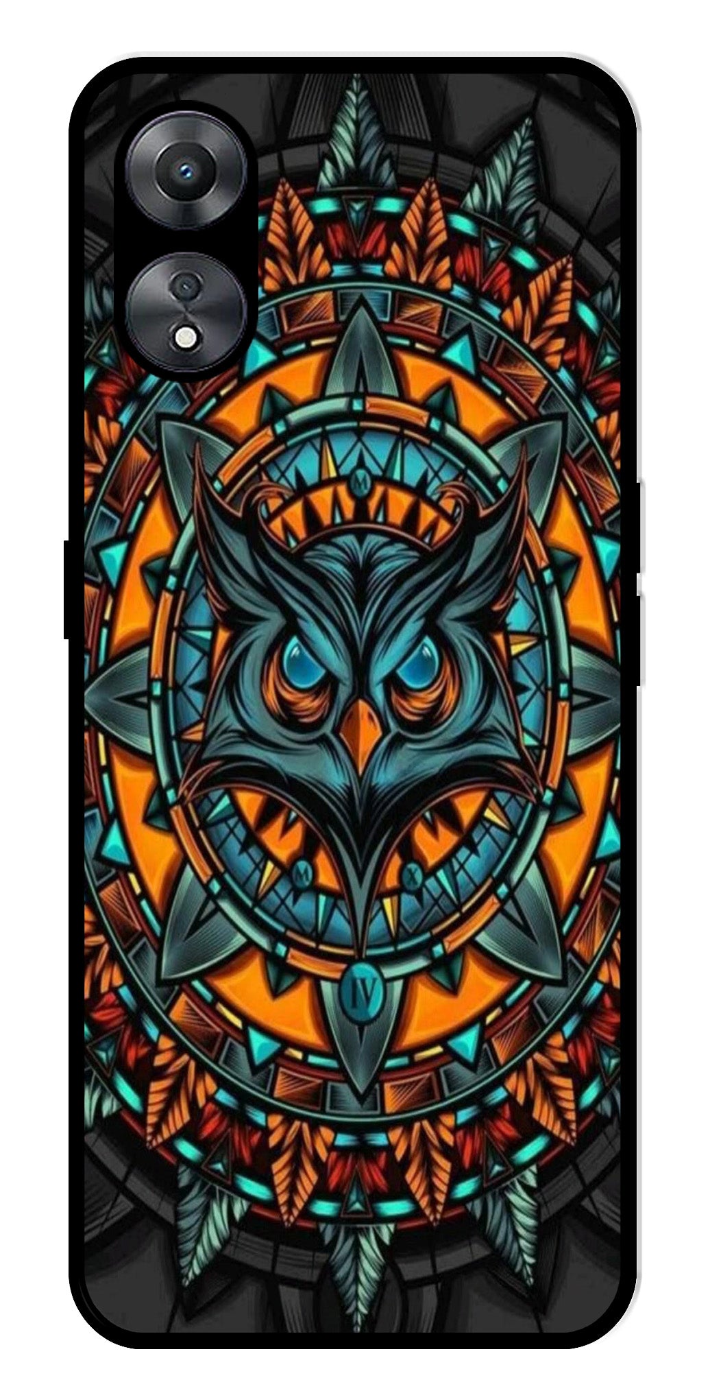 Owl Pattern Metal Mobile Case for Oppo A58 5G   (Design No -42)