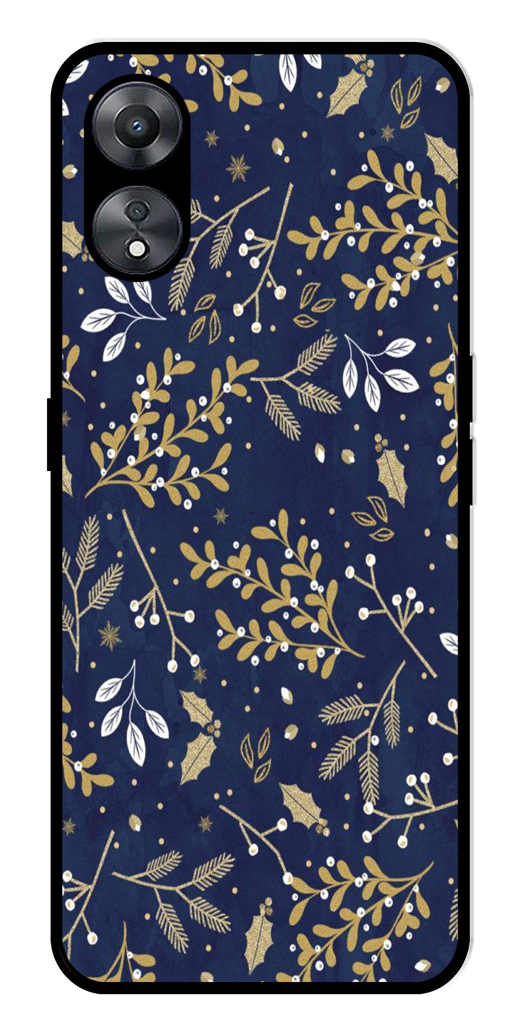 Floral Pattern  Metal Mobile Case for Oppo A58 5G   (Design No -52)