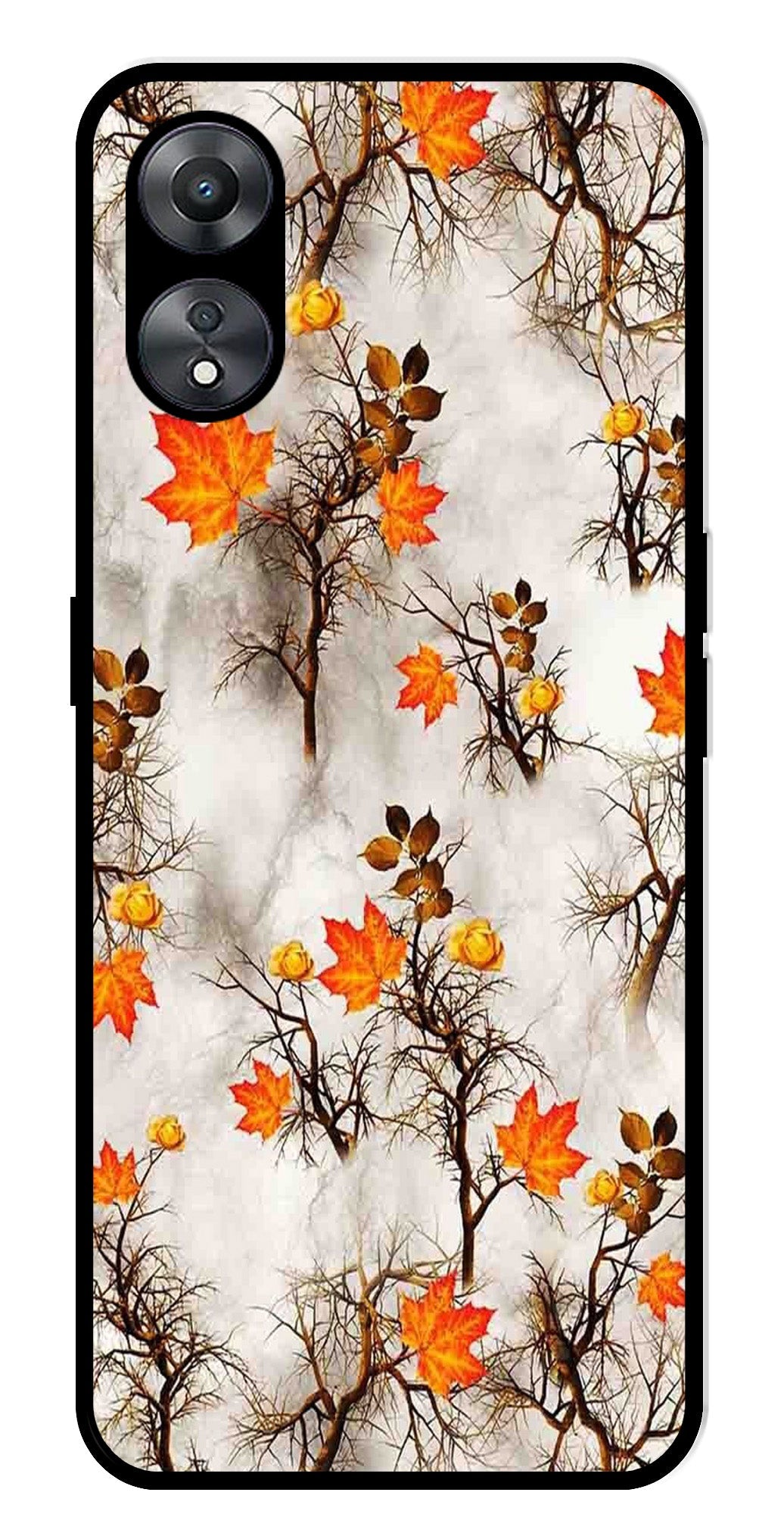 Autumn leaves Metal Mobile Case for Oppo A58 5G   (Design No -55)