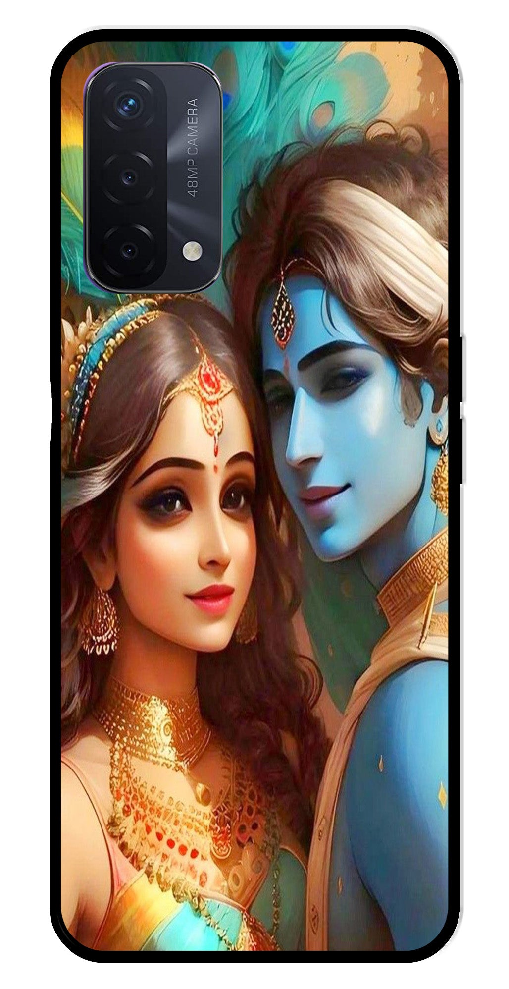 Lord Radha Krishna Metal Mobile Case for Oppo F19   (Design No -01)