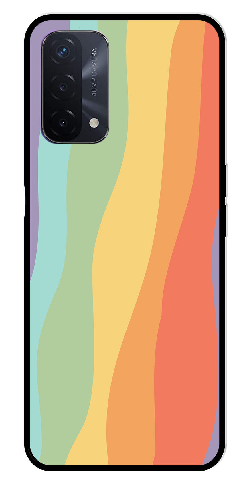 Muted Rainbow Metal Mobile Case for Oppo F19   (Design No -02)