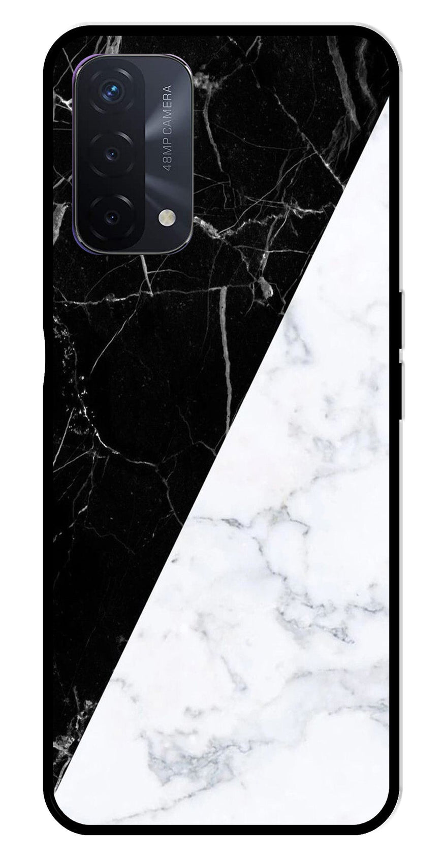 Black White Marble Design Metal Mobile Case for Oppo F19   (Design No -09)