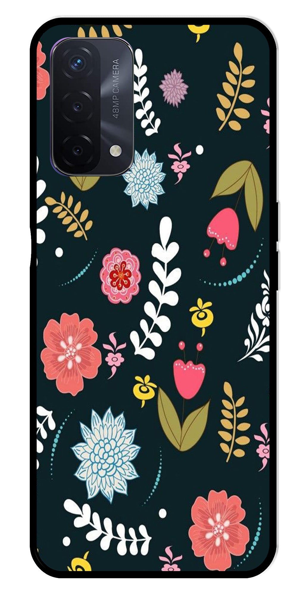 Floral Pattern2 Metal Mobile Case for Oppo F19   (Design No -12)