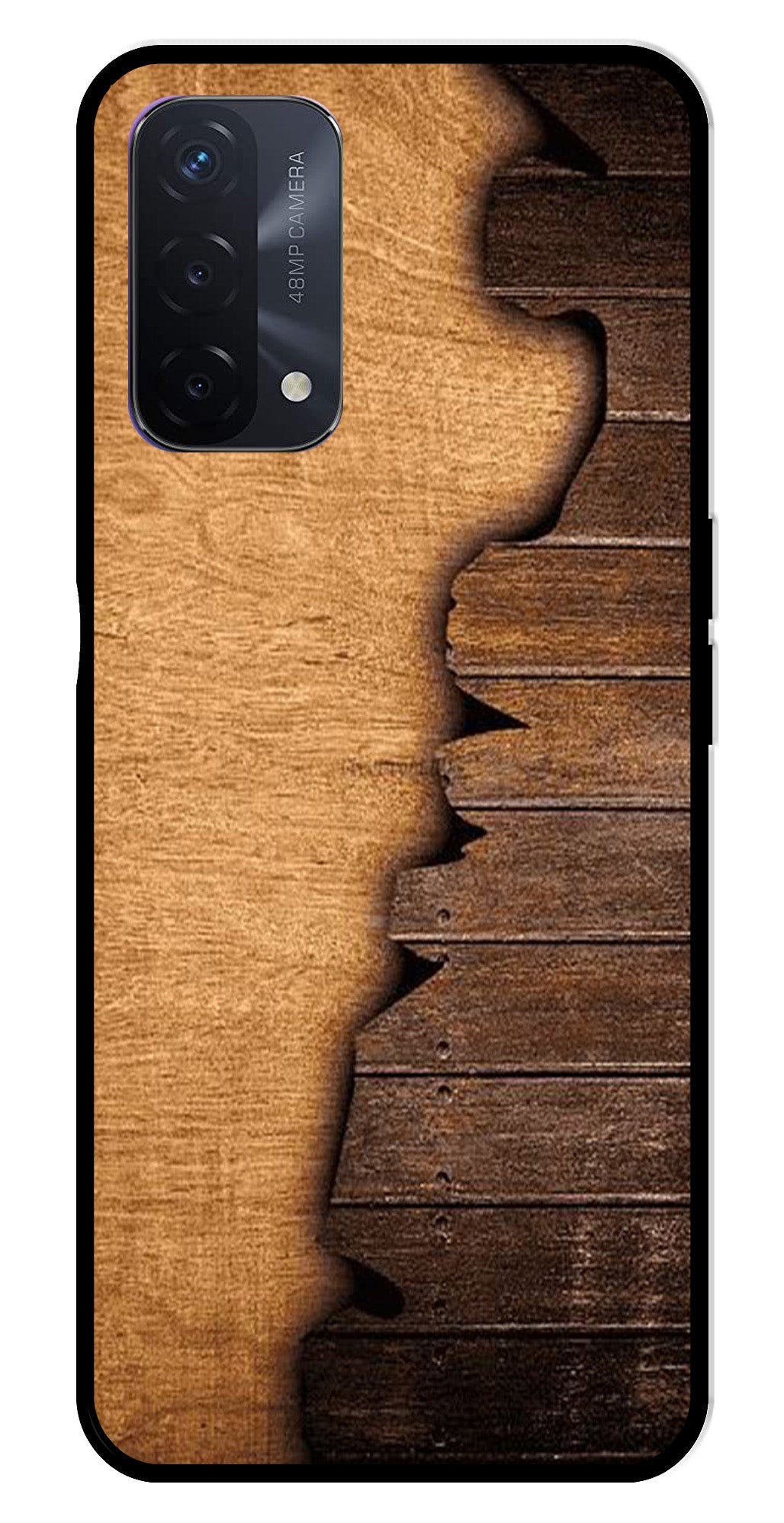 Wooden Design Metal Mobile Case for Oppo F19   (Design No -13)