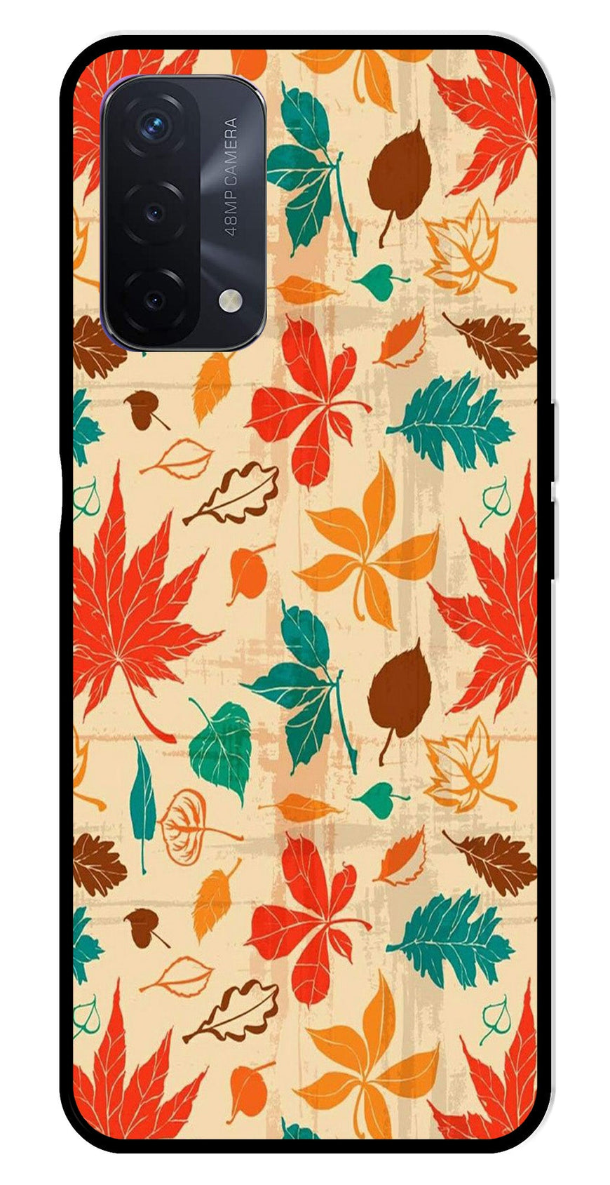 Leafs Design Metal Mobile Case for Oppo F19   (Design No -14)