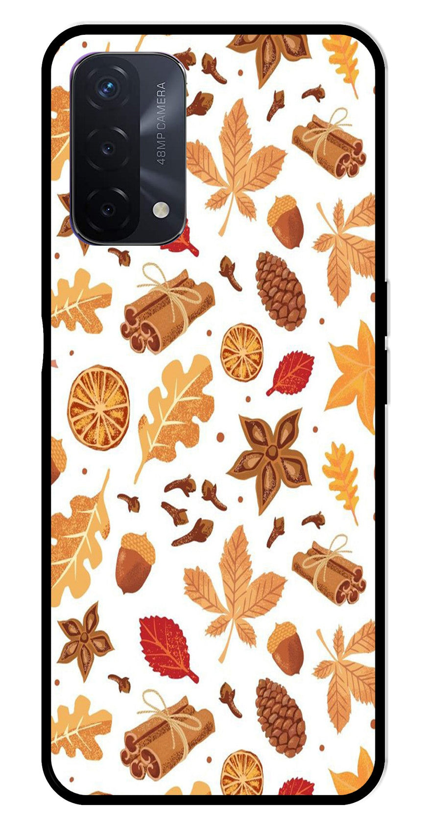 Autumn Leaf Metal Mobile Case for Oppo F19   (Design No -19)