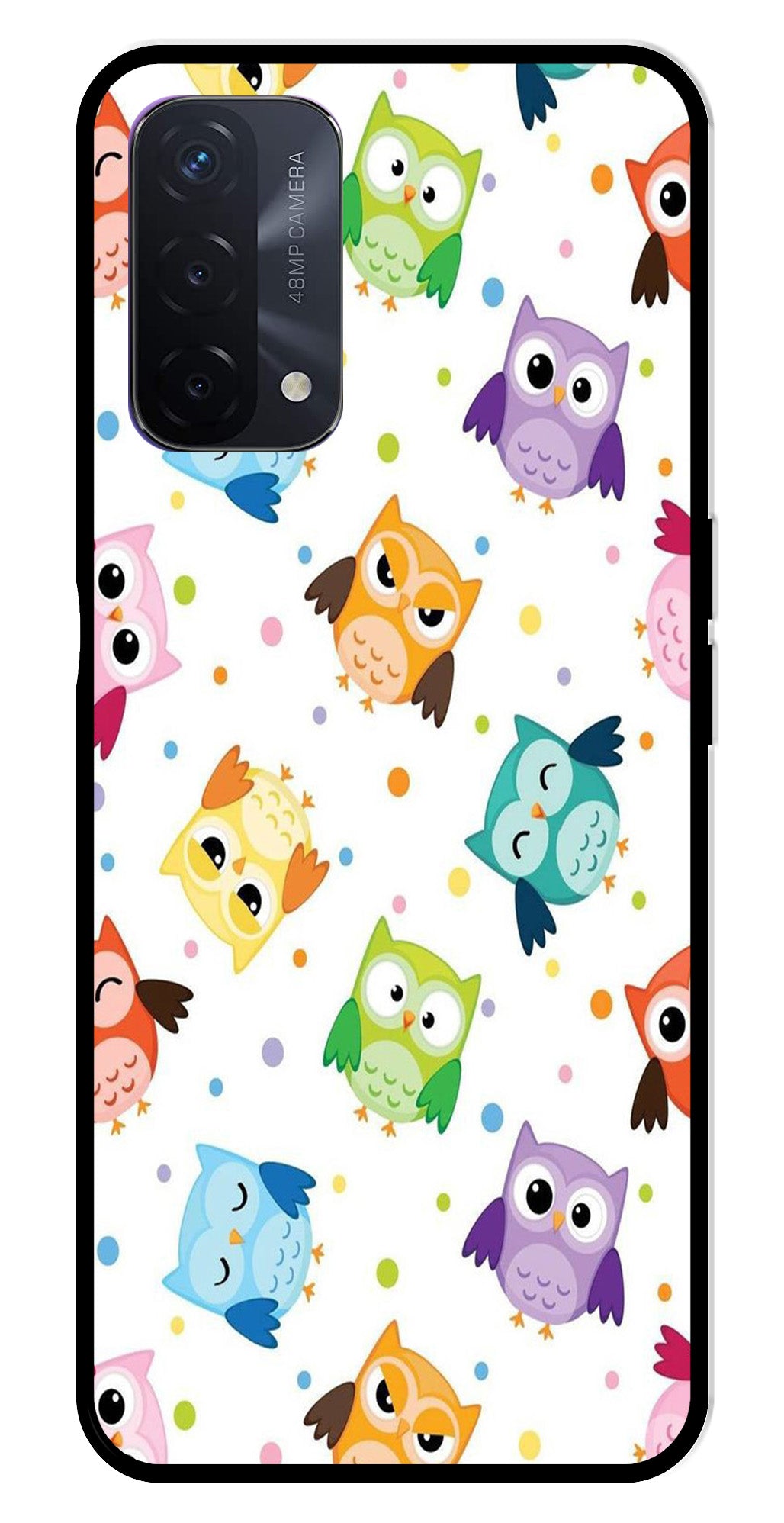 Owls Pattern Metal Mobile Case for Oppo F19   (Design No -20)