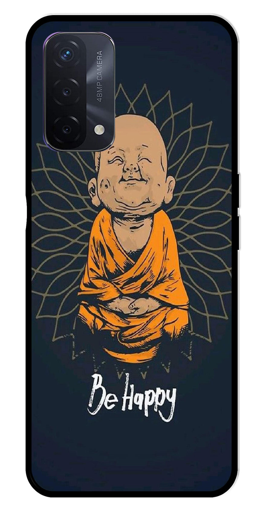 Be Happy Metal Mobile Case for Oppo F19   (Design No -27)