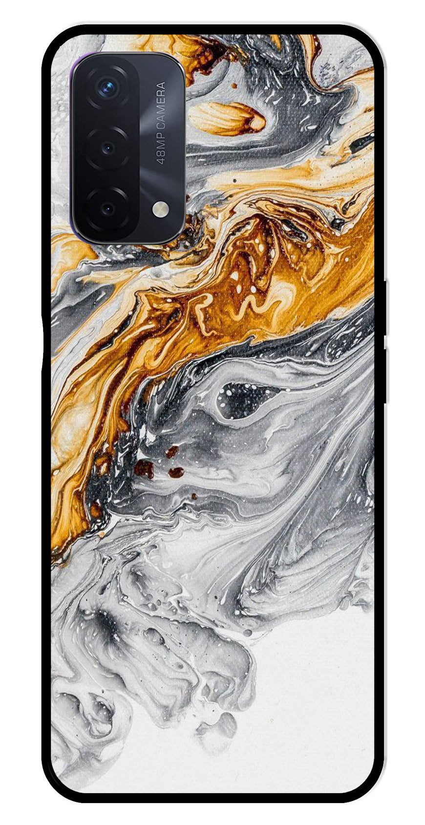 Marble Pattern Metal Mobile Case for Oppo F19   (Design No -36)