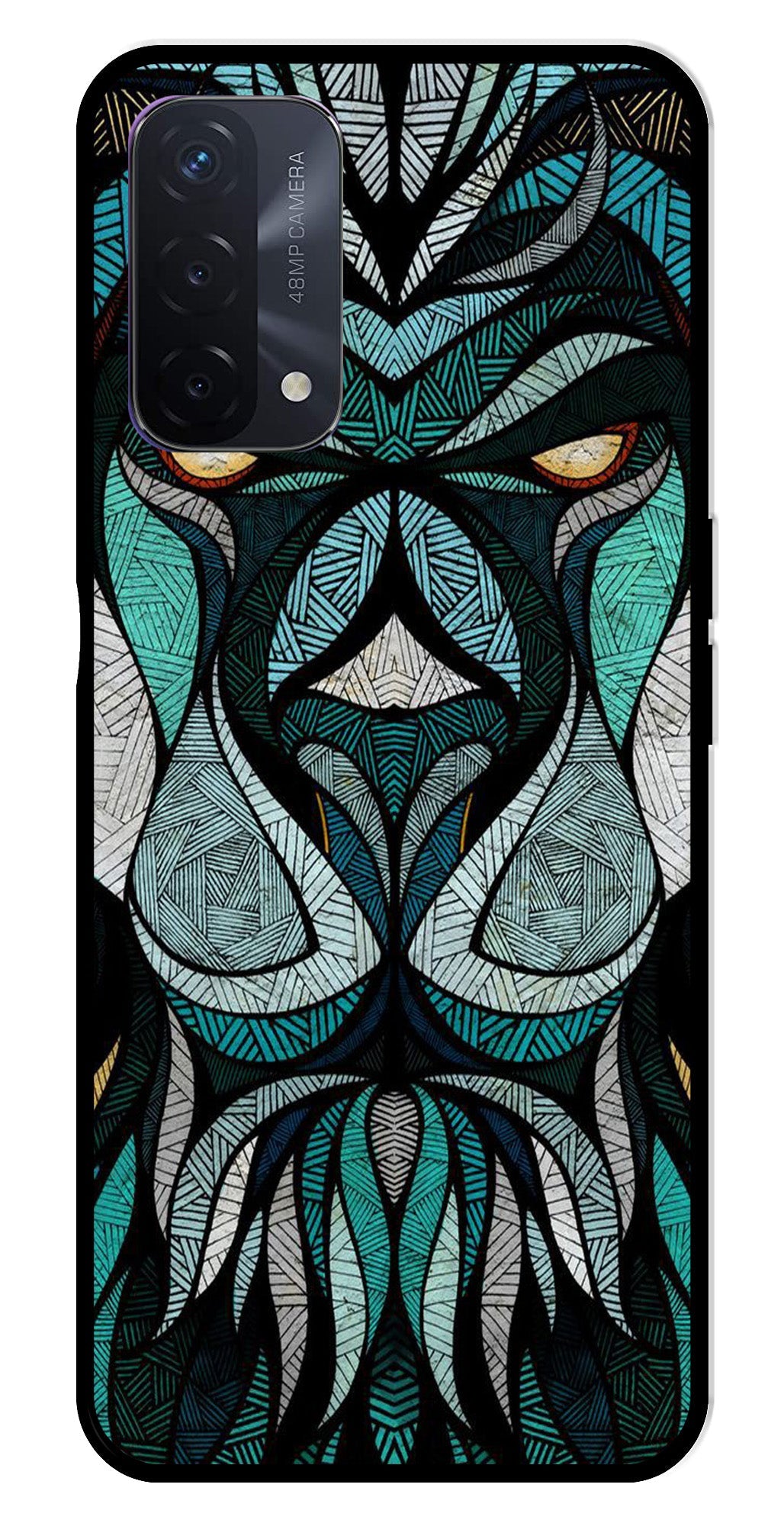 Lion Pattern Metal Mobile Case for Oppo F19   (Design No -40)