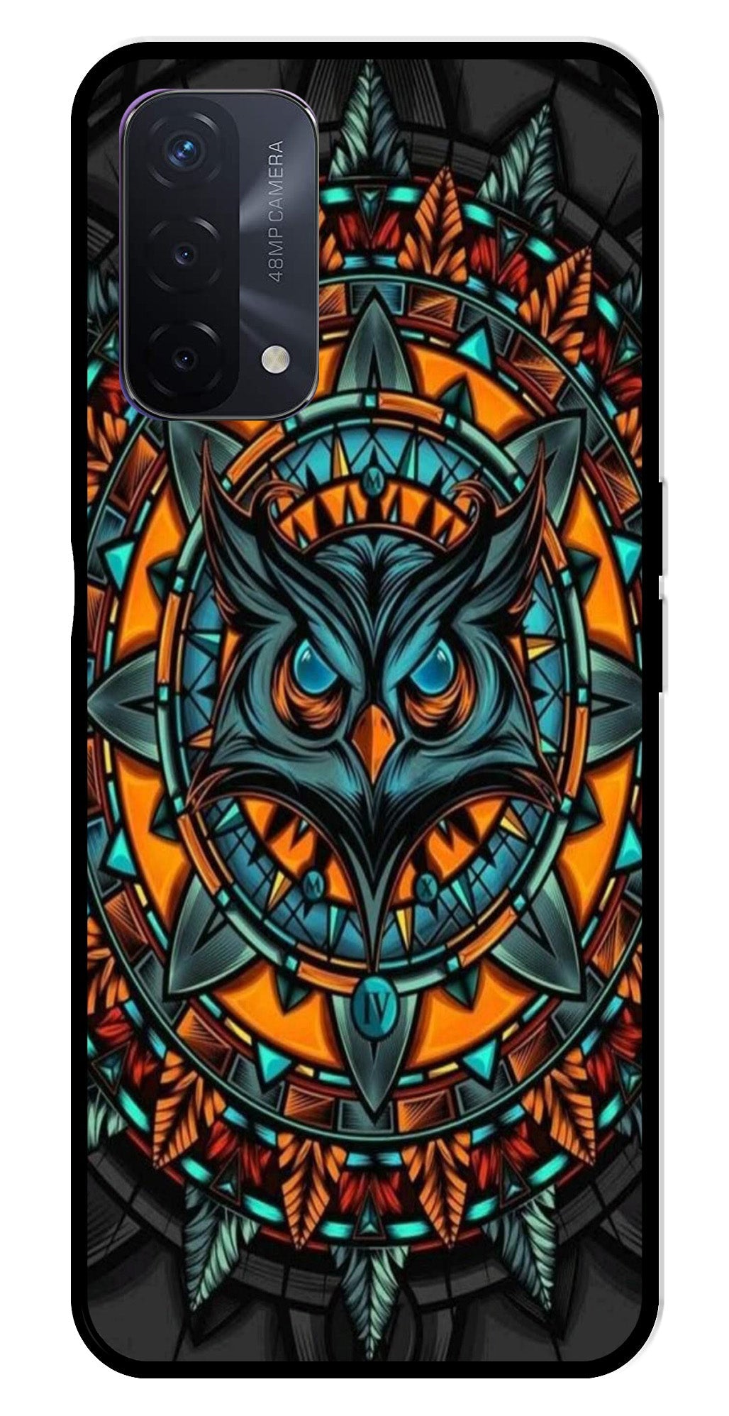 Owl Pattern Metal Mobile Case for Oppo F19   (Design No -42)