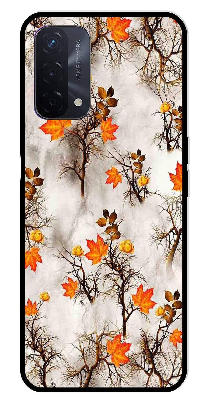 Autumn leaves Metal Mobile Case for Oppo F19   (Design No -55)