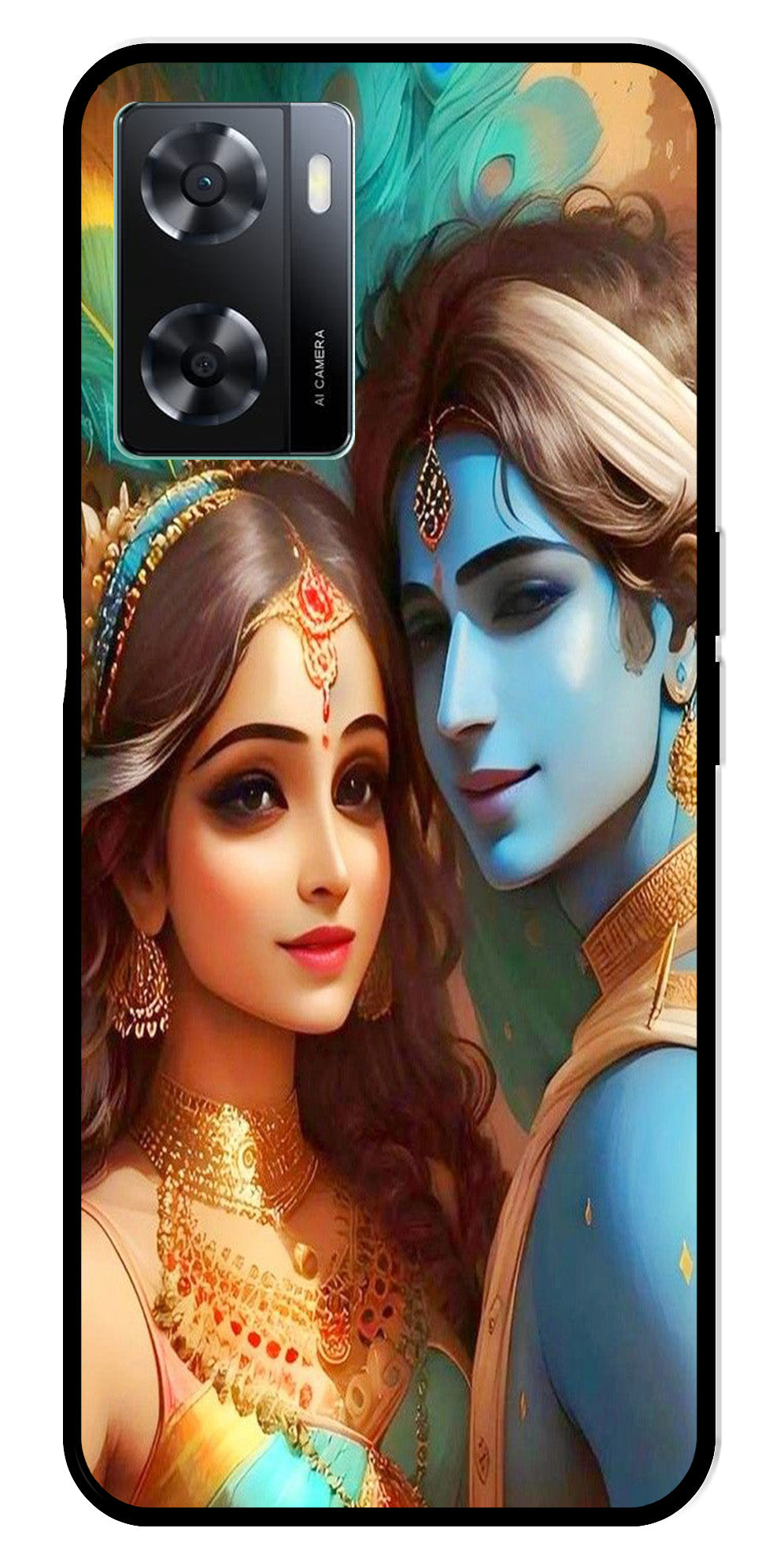 Lord Radha Krishna Metal Mobile Case for Oppo A77s 4G   (Design No -01)