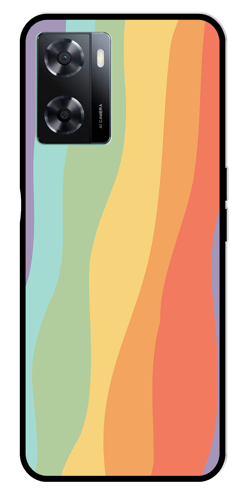 Muted Rainbow Metal Mobile Case for Oppo A77s 4G   (Design No -02)