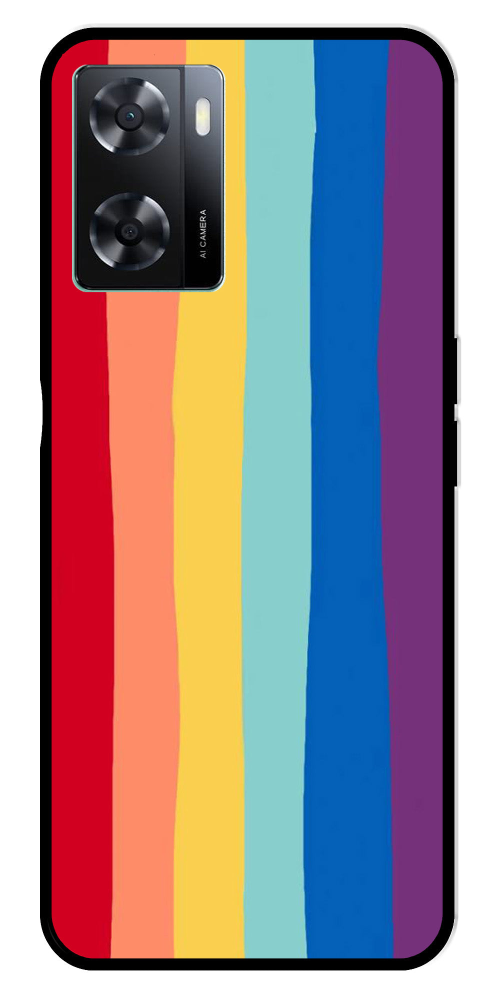 Rainbow MultiColor Metal Mobile Case for Oppo A77s 4G   (Design No -03)