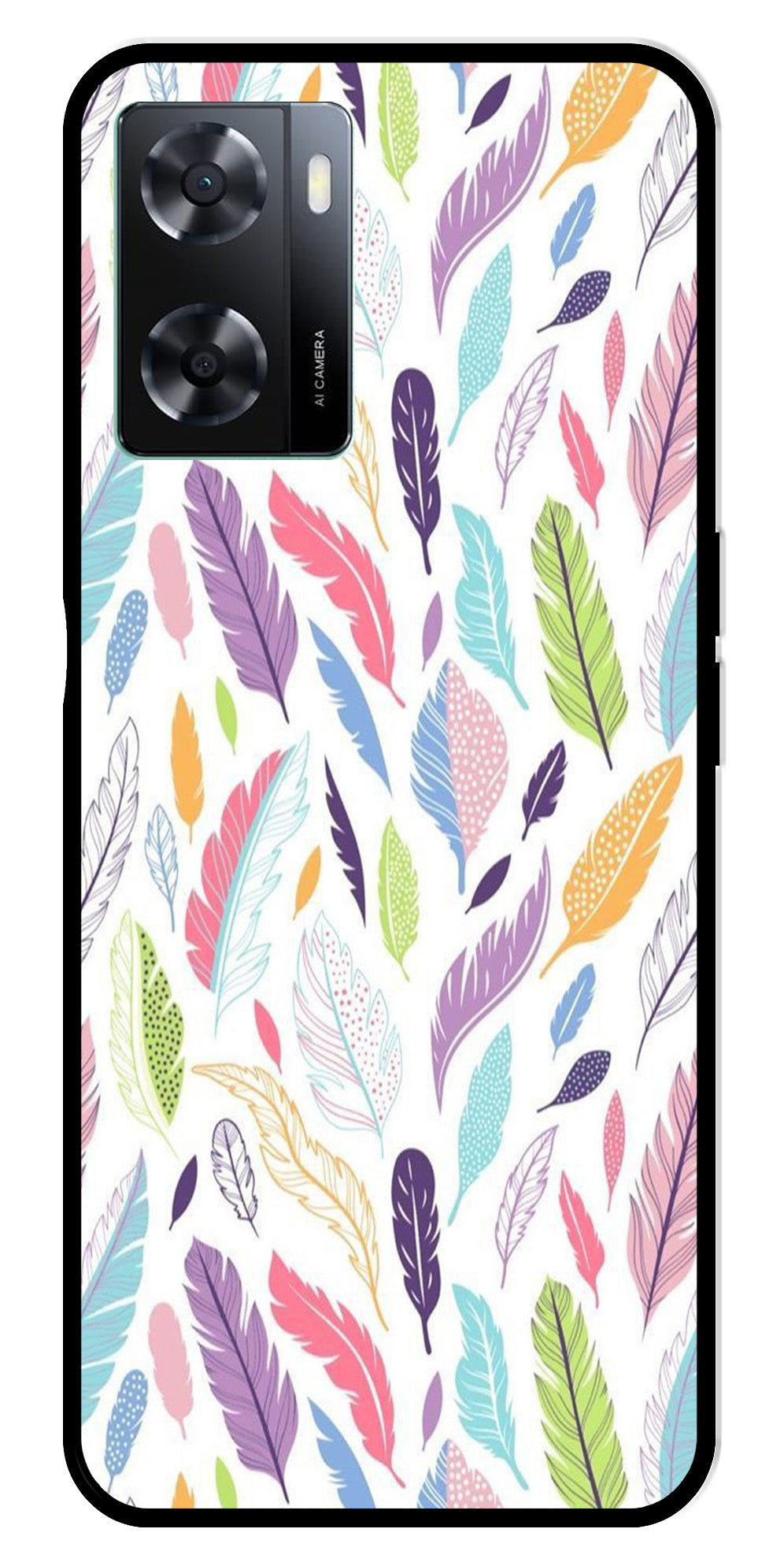 Colorful Feathers Metal Mobile Case for Oppo A77s 4G   (Design No -06)