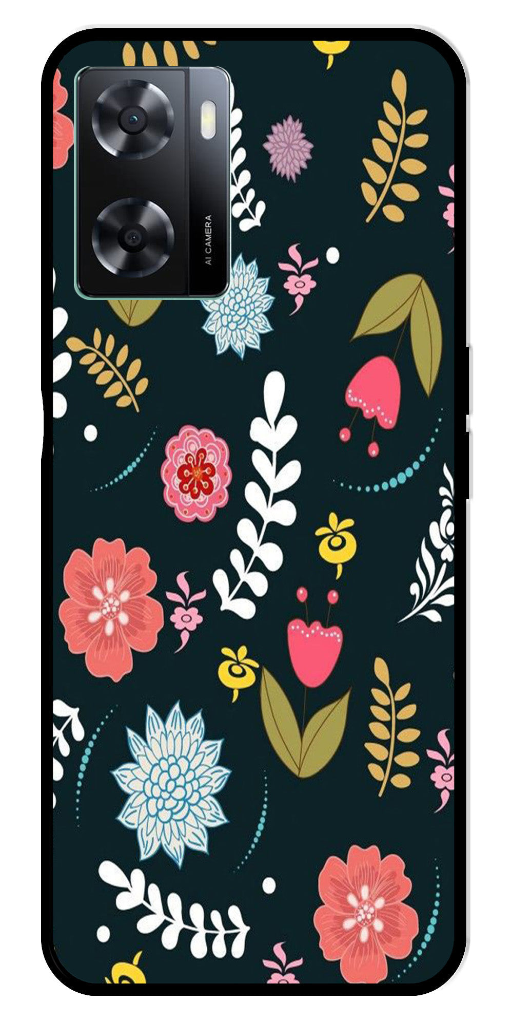 Floral Pattern2 Metal Mobile Case for Oppo A77s 4G   (Design No -12)