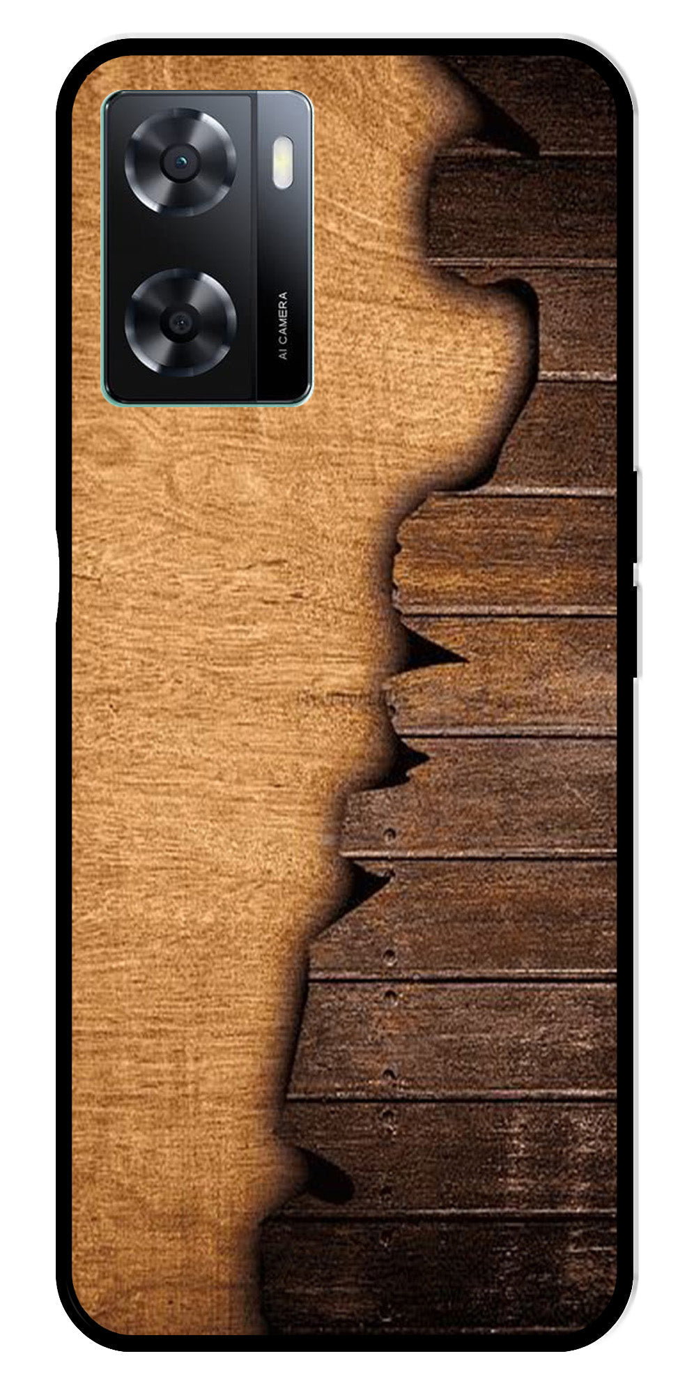 Wooden Design Metal Mobile Case for Oppo A77s 4G   (Design No -13)