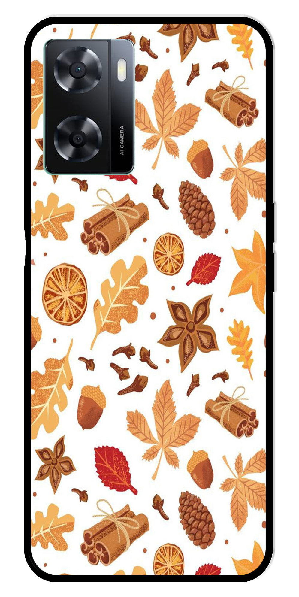 Autumn Leaf Metal Mobile Case for Oppo A77s 4G   (Design No -19)