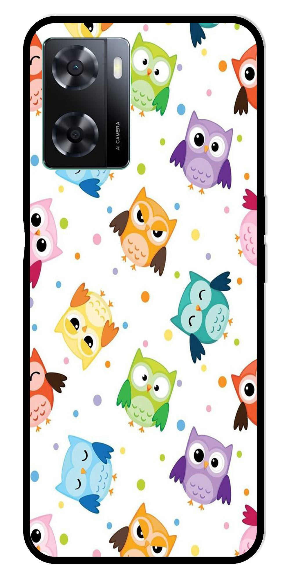 Owls Pattern Metal Mobile Case for Oppo A77s 4G   (Design No -20)