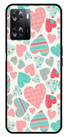 Hearts Pattern Metal Mobile Case for Oppo A77s 4G