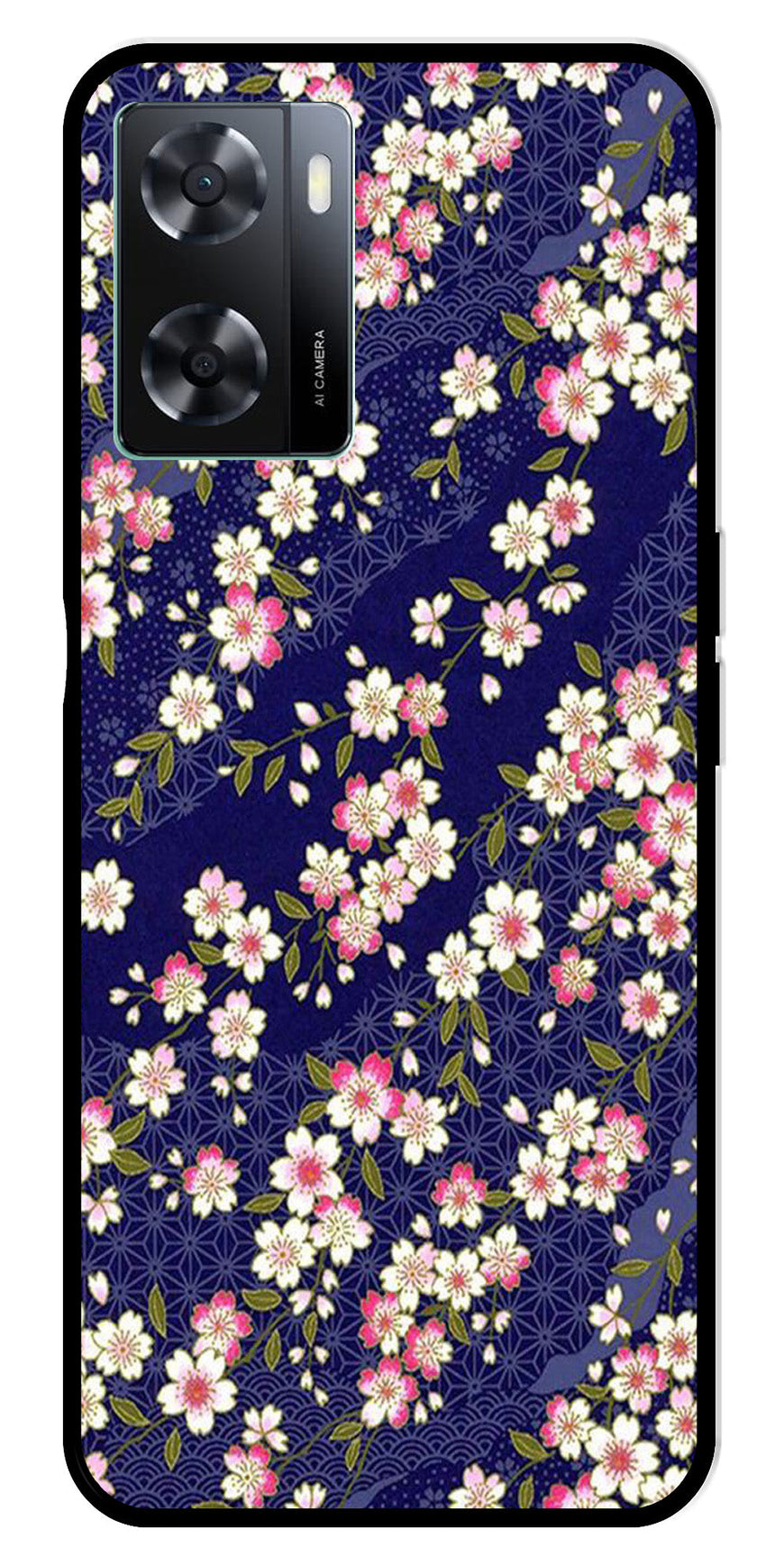 Flower Design Metal Mobile Case for Oppo A77s 4G   (Design No -25)