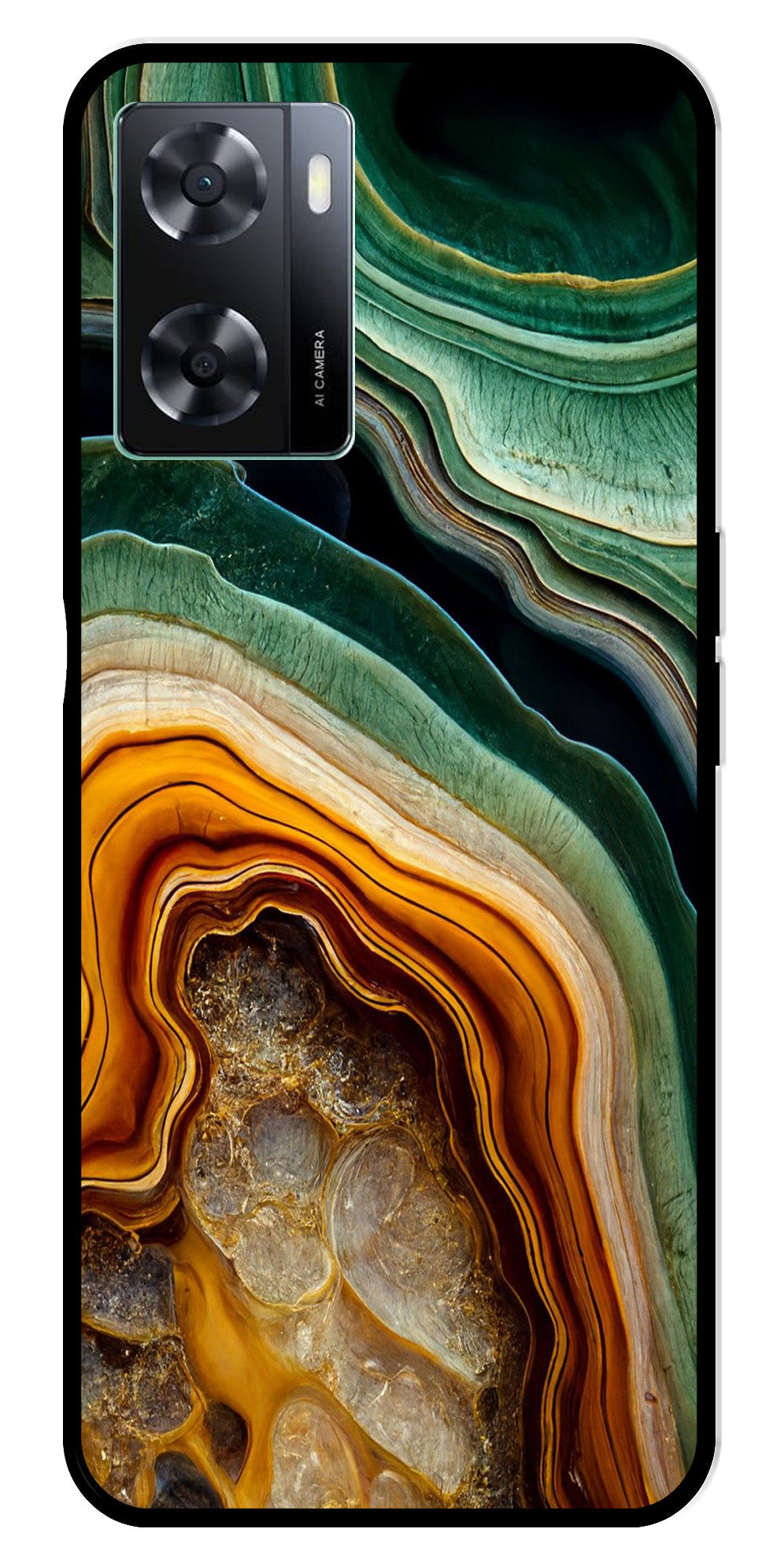 Marble Design Metal Mobile Case for Oppo A77s 4G   (Design No -28)