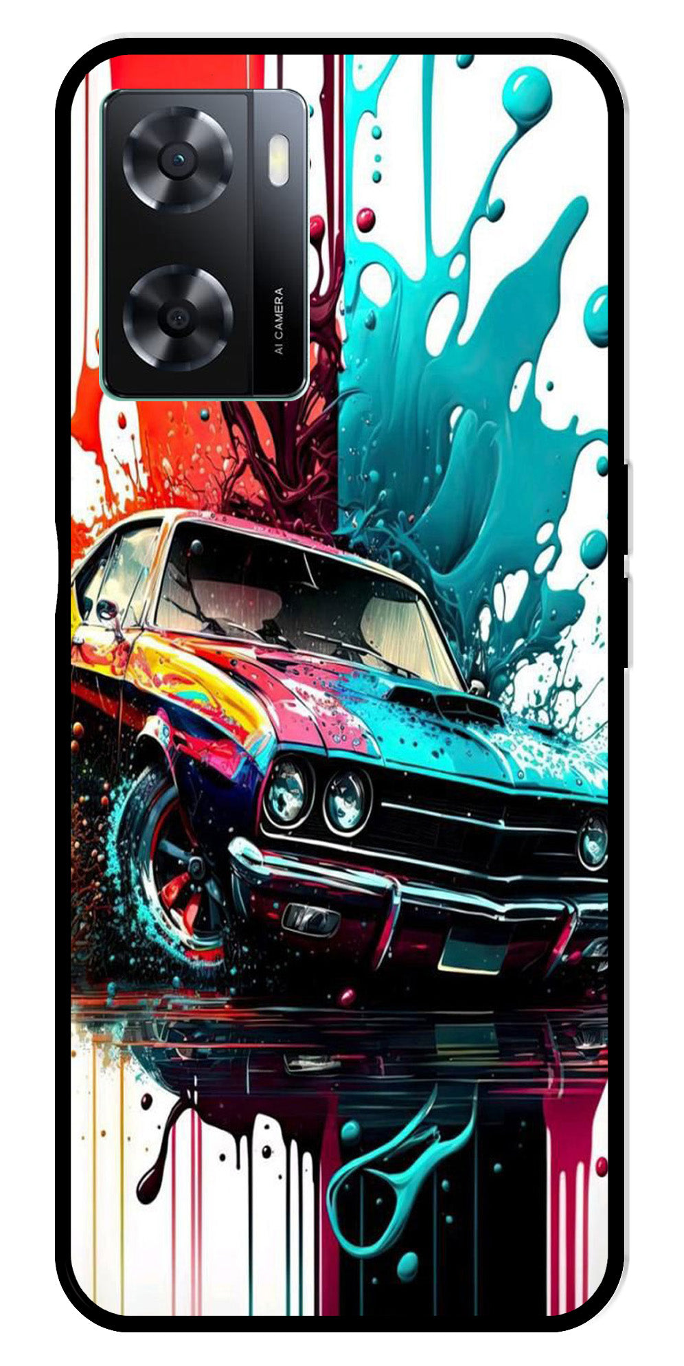 Vintage Car Metal Mobile Case for Oppo A77s 4G   (Design No -29)