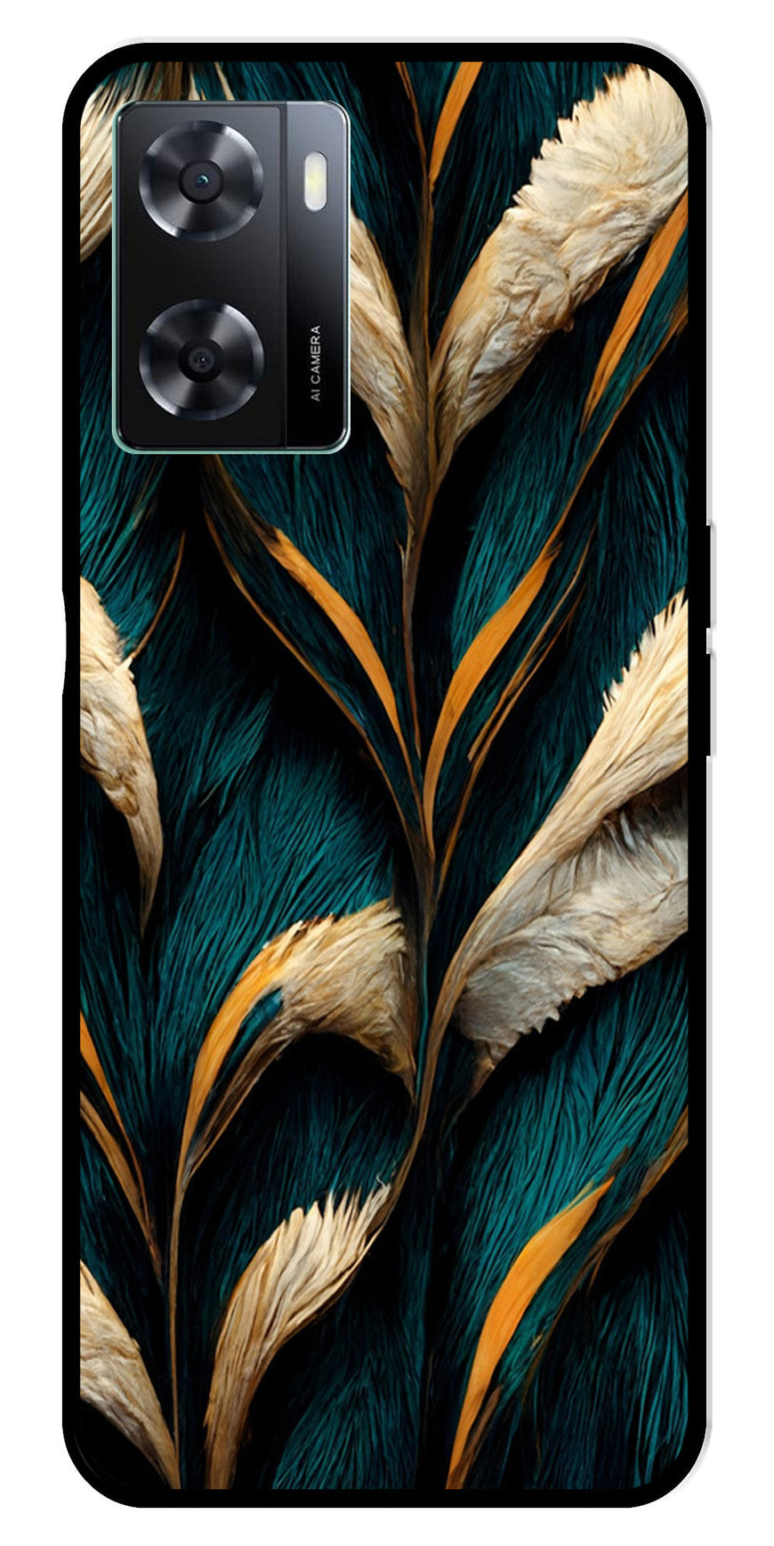 Feathers Metal Mobile Case for Oppo A77s 4G   (Design No -30)