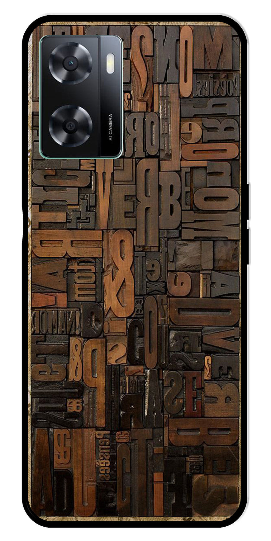 Alphabets Metal Mobile Case for Oppo A77s 4G   (Design No -32)