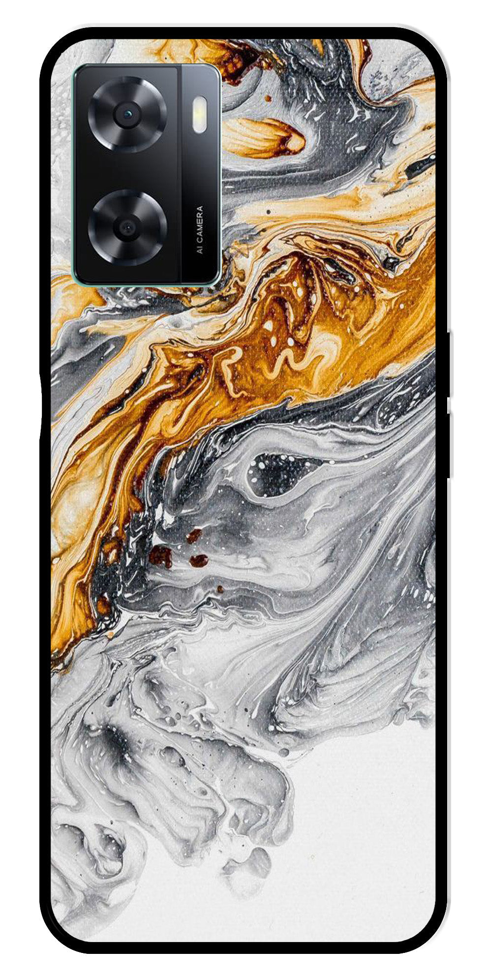 Marble Pattern Metal Mobile Case for Oppo A77s 4G   (Design No -36)