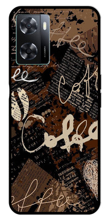 Coffee Pattern Metal Mobile Case for Oppo A77s 4G