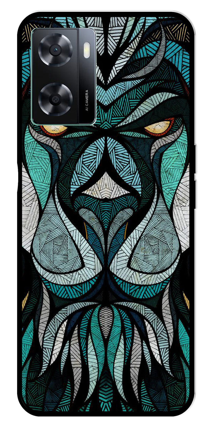 Lion Pattern Metal Mobile Case for Oppo A77s 4G   (Design No -40)