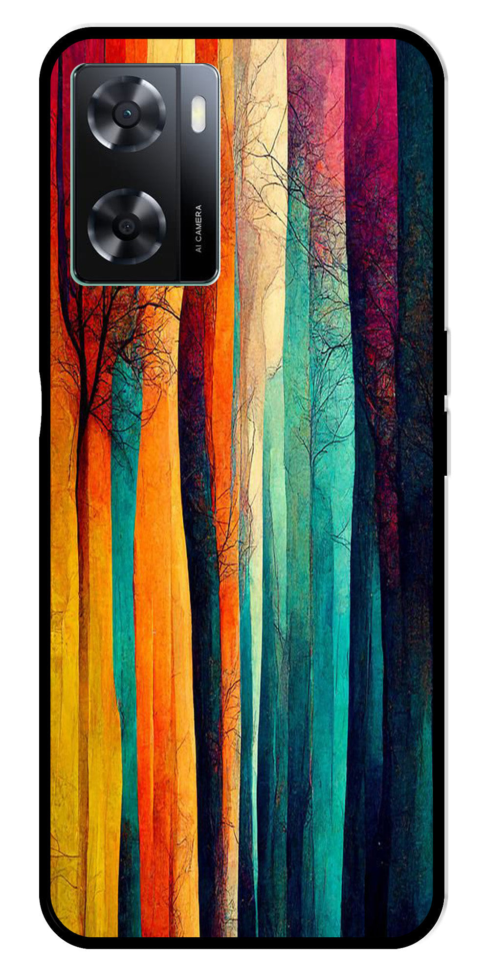 Modern Art Colorful Metal Mobile Case for Oppo A77s 4G   (Design No -47)