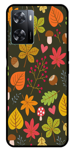 Leaves Design Metal Mobile Case for Oppo A77s 4G   (Design No -51)