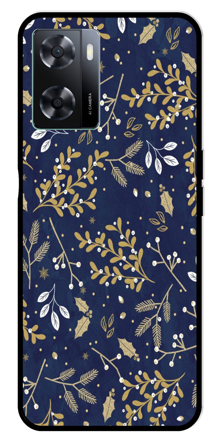 Floral Pattern  Metal Mobile Case for Oppo A77s 4G   (Design No -52)