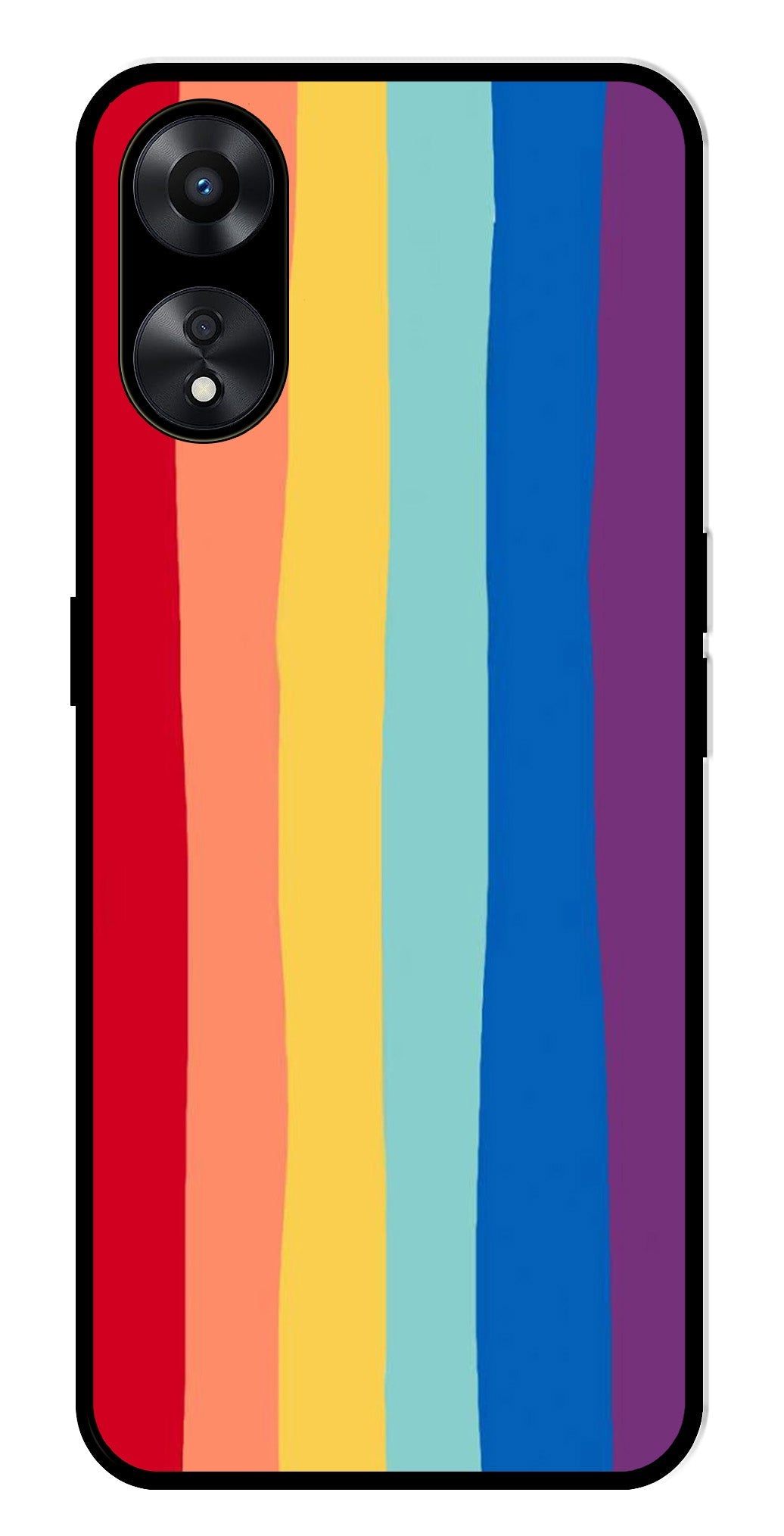 Rainbow MultiColor Metal Mobile Case for Oppo A78 5G   (Design No -03)