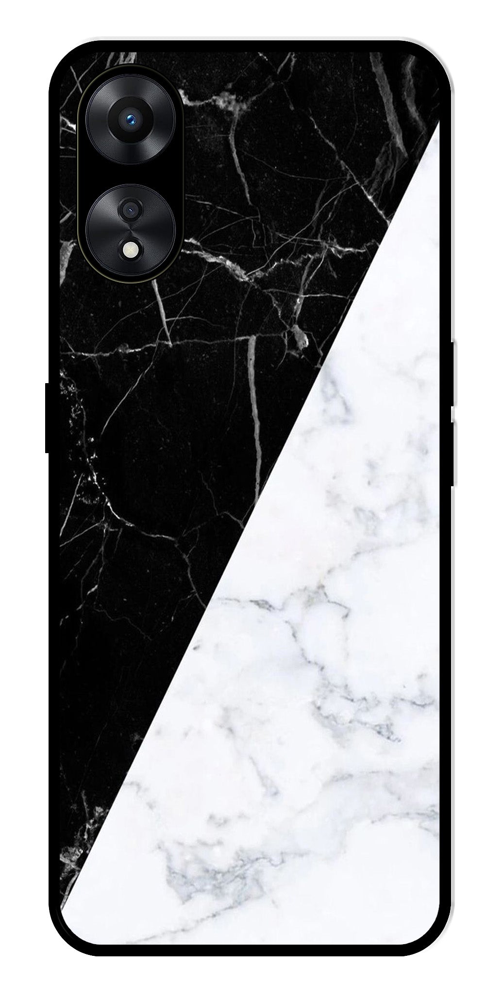 Black White Marble Design Metal Mobile Case for Oppo A78 5G   (Design No -09)