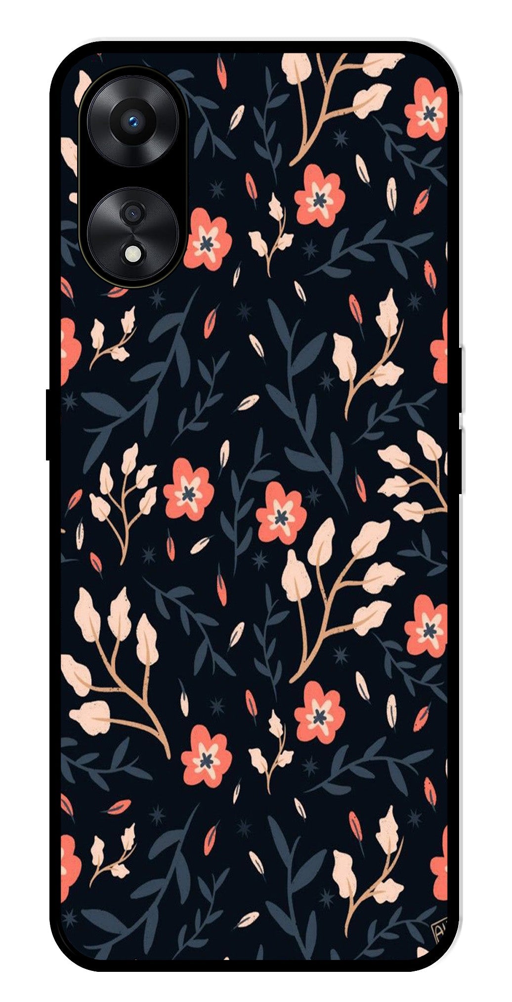 Floral Pattern Metal Mobile Case for Oppo A78 5G   (Design No -10)