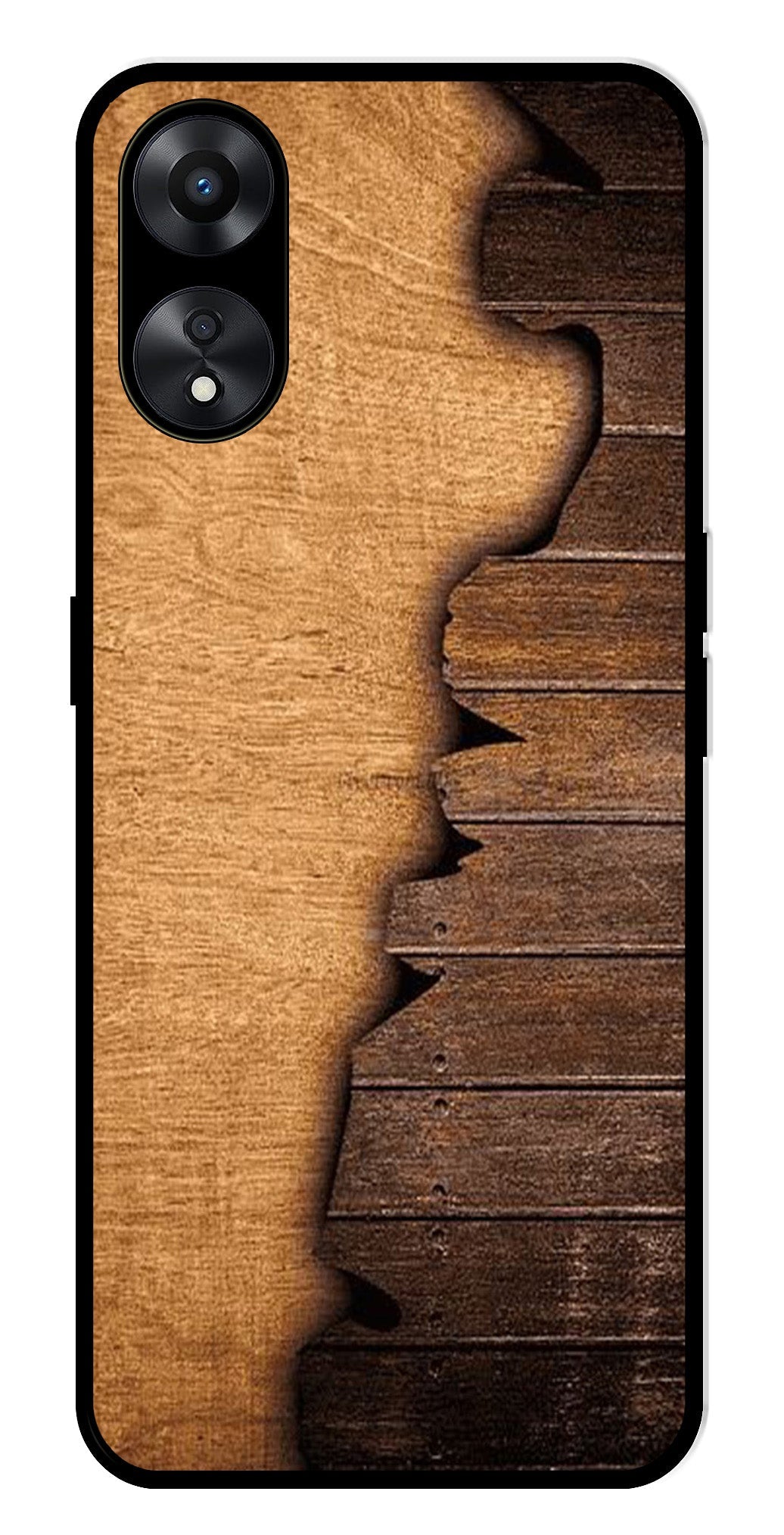 Wooden Design Metal Mobile Case for Oppo A78 5G   (Design No -13)