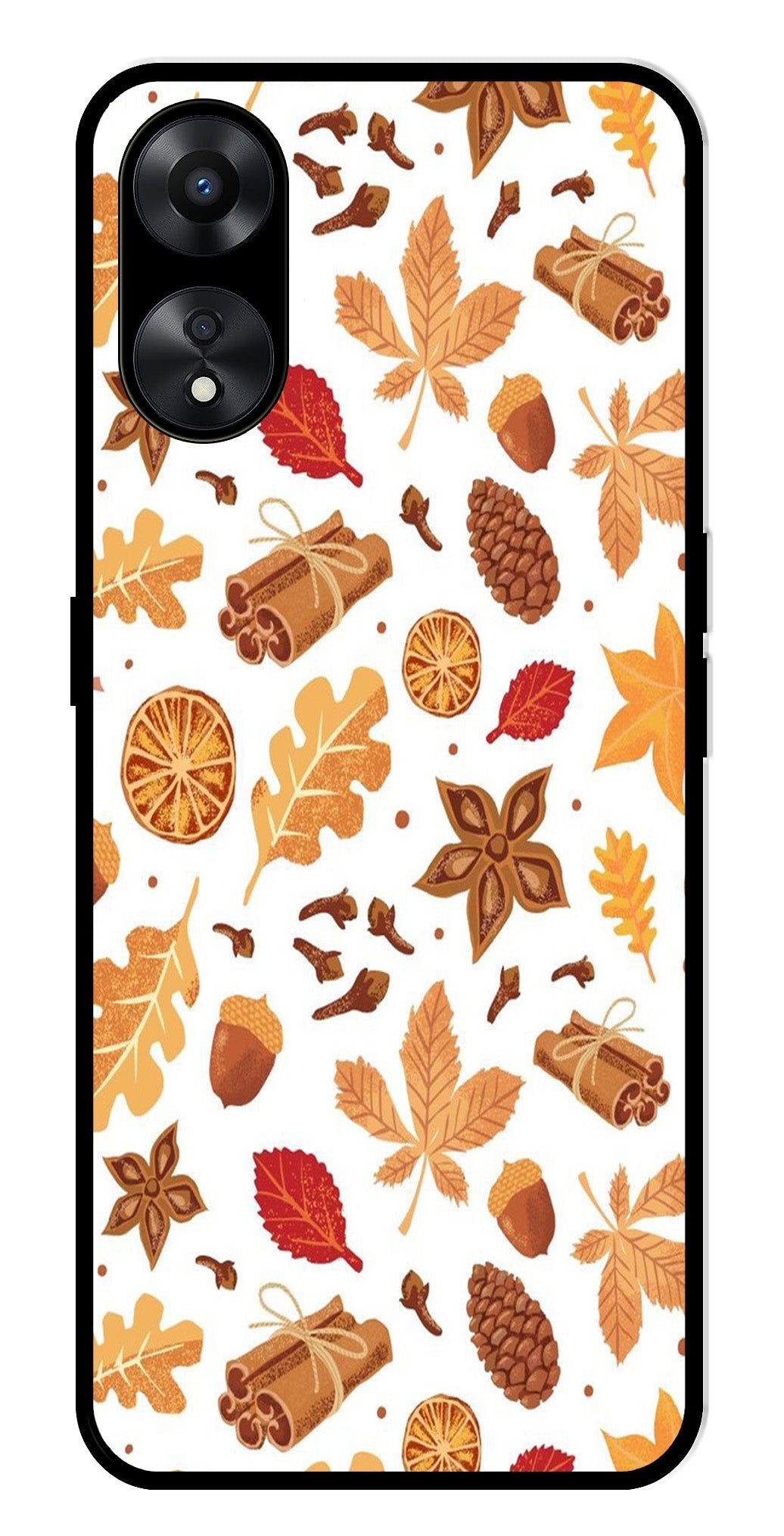 Autumn Leaf Metal Mobile Case for Oppo A78 5G   (Design No -19)